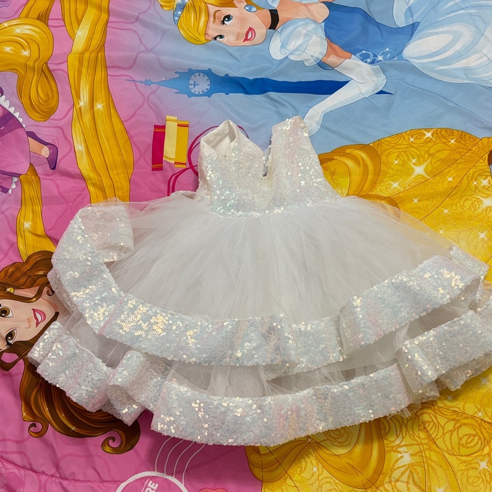 Sparkling White Kids Dress